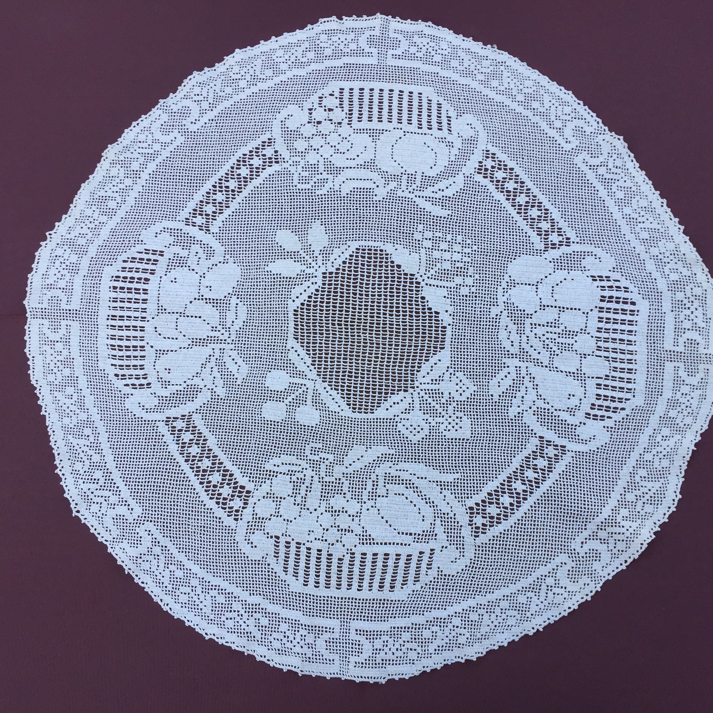 Mary Card "Fruit Set of Luncheon Mats and Centre-Piece " Collectible Vintage Filet Crochet Lace Tablecloth - Chart No. 60