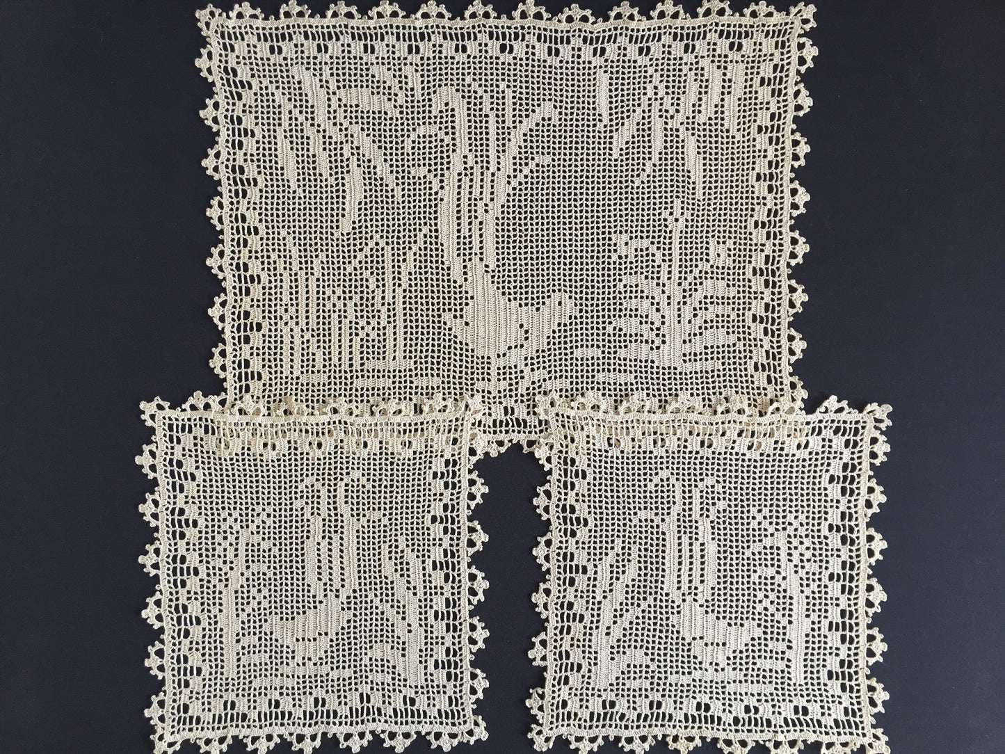 Mary Card Designed "Lyrebirds" Duchesse Set (Chart No 86 - Late 1930s) Extremely Rare Collectible Lace Mats