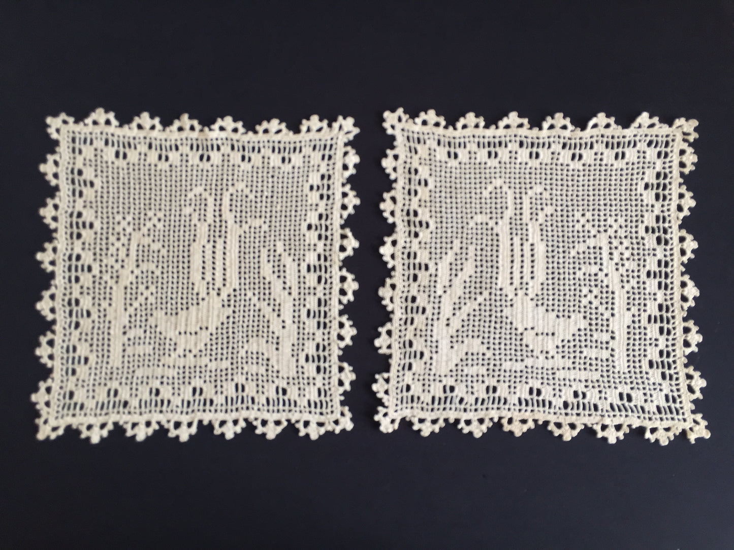 Mary Card Designed "Lyrebirds" Duchesse Set (Chart No 86 - Late 1930s) Extremely Rare Collectible Lace Mats