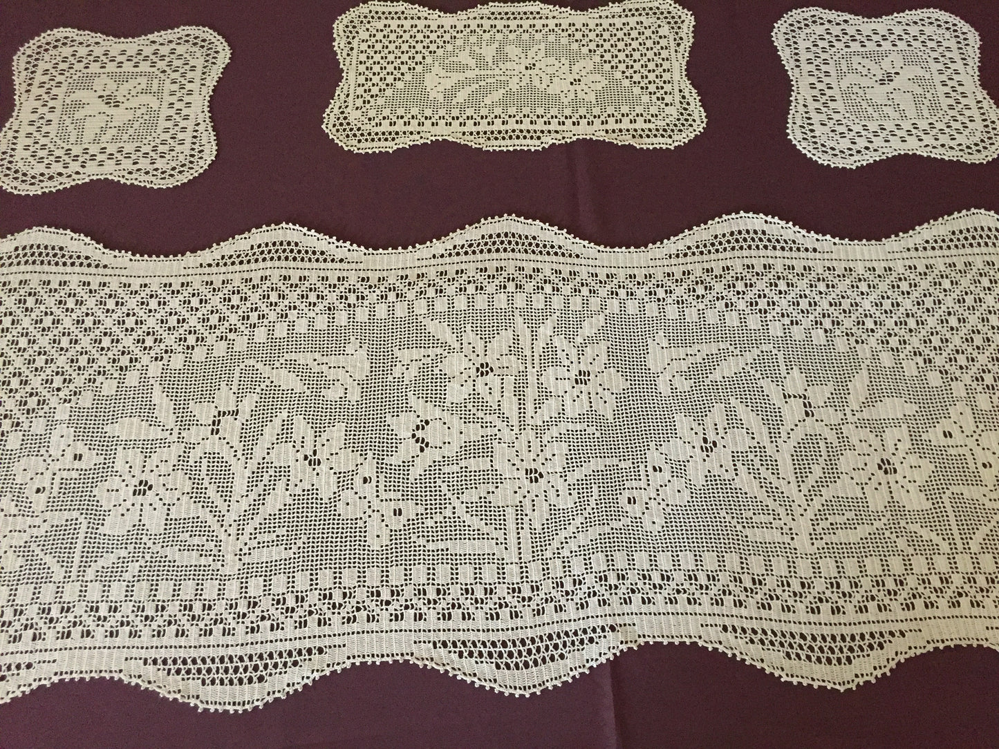 Mary Card "Duchess Set in LILY Design Chart 84 (1930s)" Rare Collectible Art Deco Handmade Crochet Lace