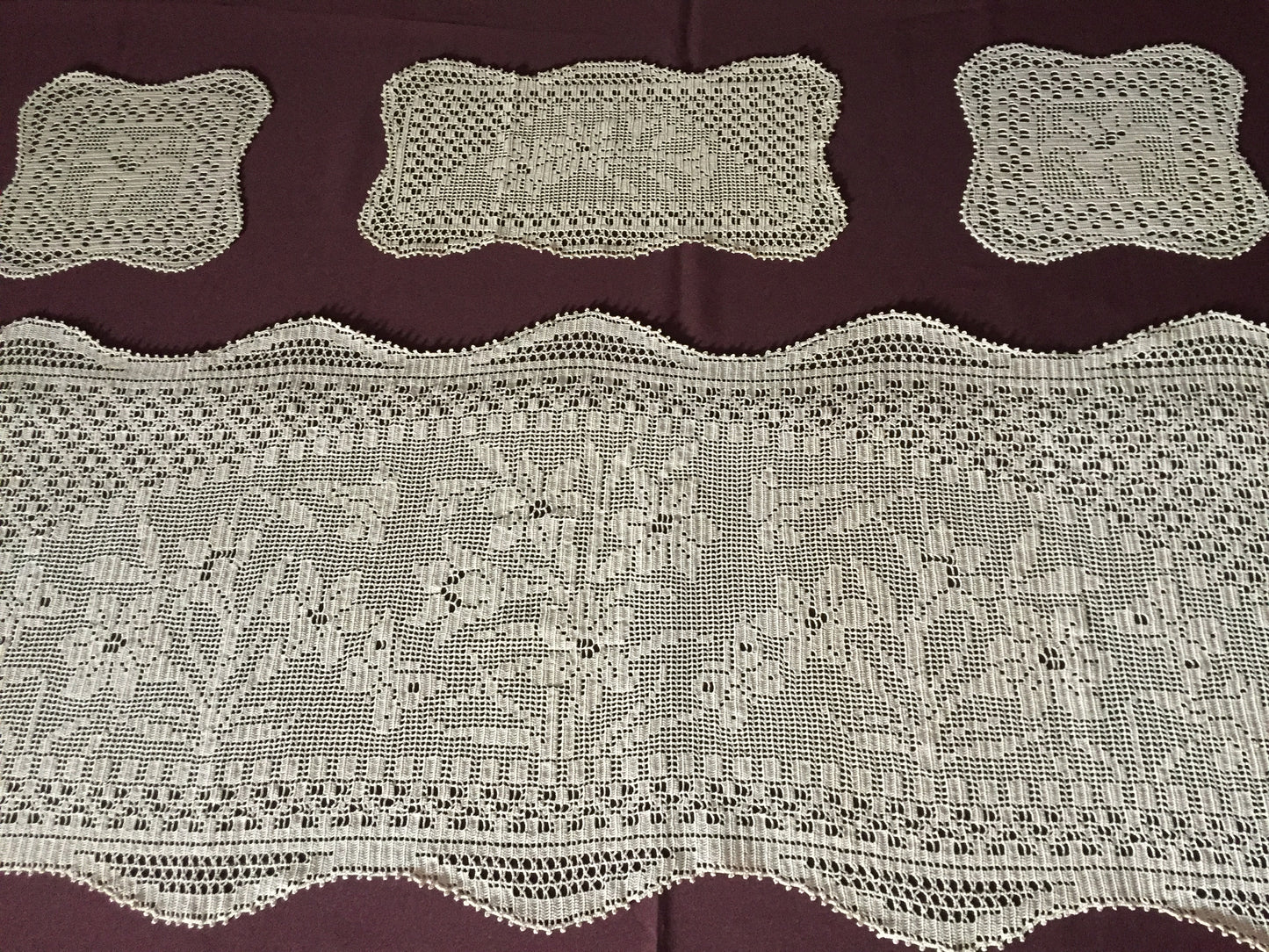 Mary Card "Duchess Set in LILY Design Chart 84 (1930s)" Rare Collectible Art Deco Handmade Crochet Lace
