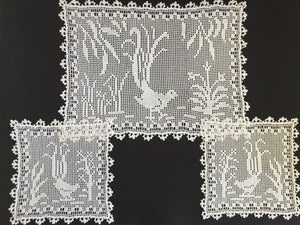 Mary Card Designed "Lyrebirds" Duchesse Set (Chart No 86 - Late 1930s) Extremely Rare Collectible Lace Mats