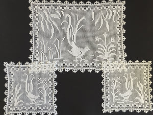 Mary Card Designed "Lyrebirds" Duchesse Set (Chart No 86 - Late 1930s) Extremely Rare Collectible Lace Mats