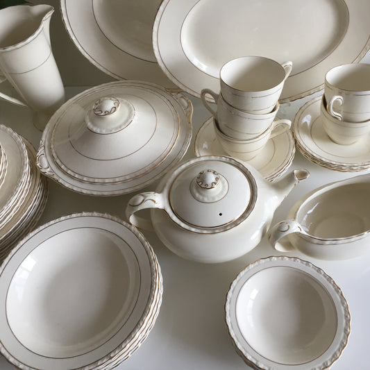 Vintage Myott Son & Co Brevilles Dinner Set Replacements Ivory/Gold Pattern 8465