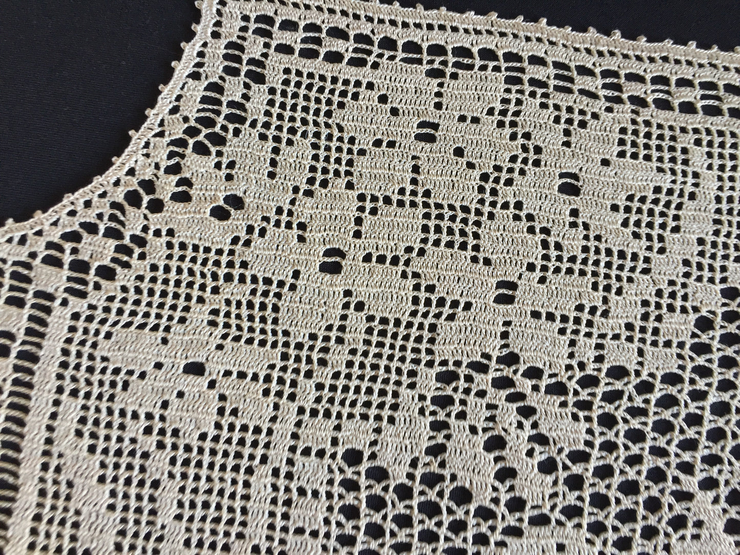 Mary Card Designed "NARCISSUS and TITMOUSE (Java Sparrow)" Large Crochet Lace Tray Cloth Doily - English Chart No. 79