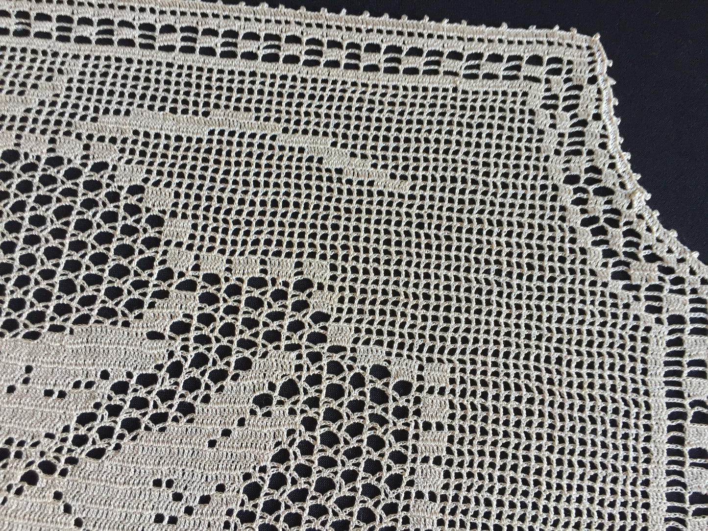 Mary Card Designed "NARCISSUS and TITMOUSE (Java Sparrow)" Large Crochet Lace Tray Cloth Doily - English Chart No. 79
