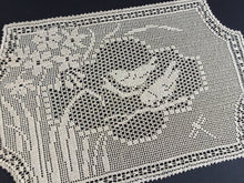 Load image into Gallery viewer, Mary Card Designed &quot;NARCISSUS and TITMOUSE (Java Sparrow)&quot; Large Crochet Lace Tray Cloth Doily - English Chart No. 79