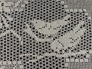 Mary Card Designed "NARCISSUS and TITMOUSE (Java Sparrow)" Large Crochet Lace Tray Cloth Doily - English Chart No. 79