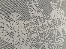 Load image into Gallery viewer, Vintage Filet Crochet Lace Panel: Mary Card, New Zealand Coat of Arms, 1910s Design