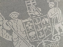 Load image into Gallery viewer, Vintage Filet Crochet Lace Panel: Mary Card, New Zealand Coat of Arms, 1910s Design