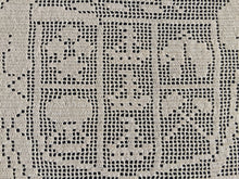 Load image into Gallery viewer, Vintage Filet Crochet Lace Panel: Mary Card, New Zealand Coat of Arms, 1910s Design