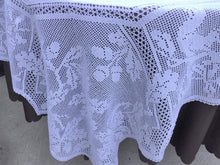 Load image into Gallery viewer, Mary Card Designed &quot;Oak and Squirrel&quot; Chart  No. 69 Antique Filet Crochet Lace and Linen Tablecloth