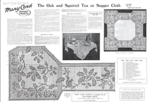 Load image into Gallery viewer, Mary Card Designed &quot;Oak and Squirrel&quot; Chart  No. 69 Antique Filet Crochet Lace and Linen Tablecloth