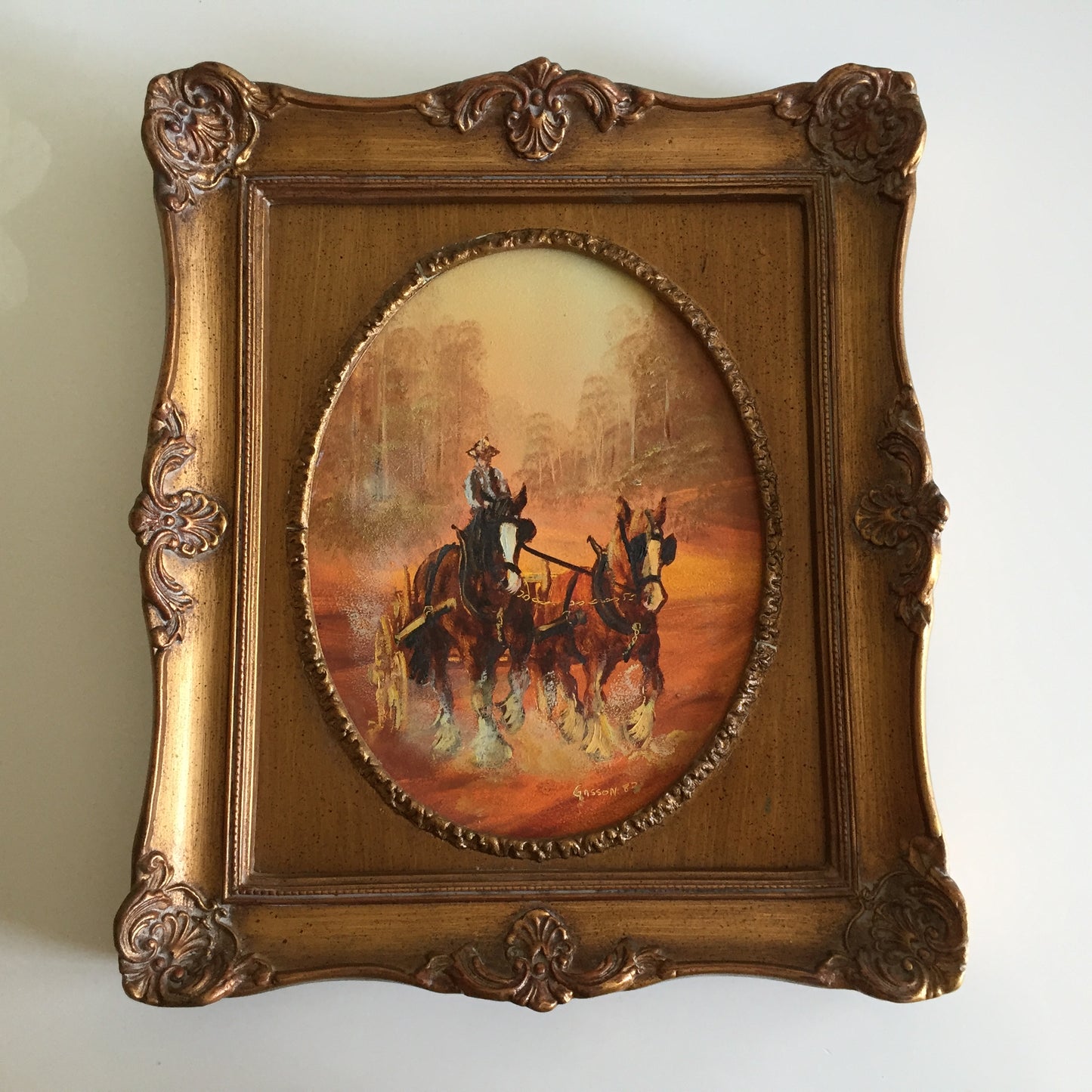 1980s Oil Painting | Peter Gasson: OF ONE MIND Original in Ornate Picture Frame
