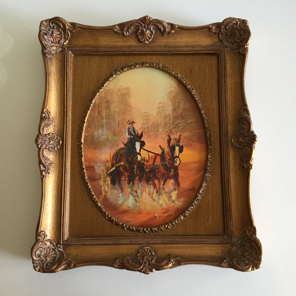 1980s Oil Painting | Peter Gasson: OF ONE MIND Original in Ornate Picture Frame