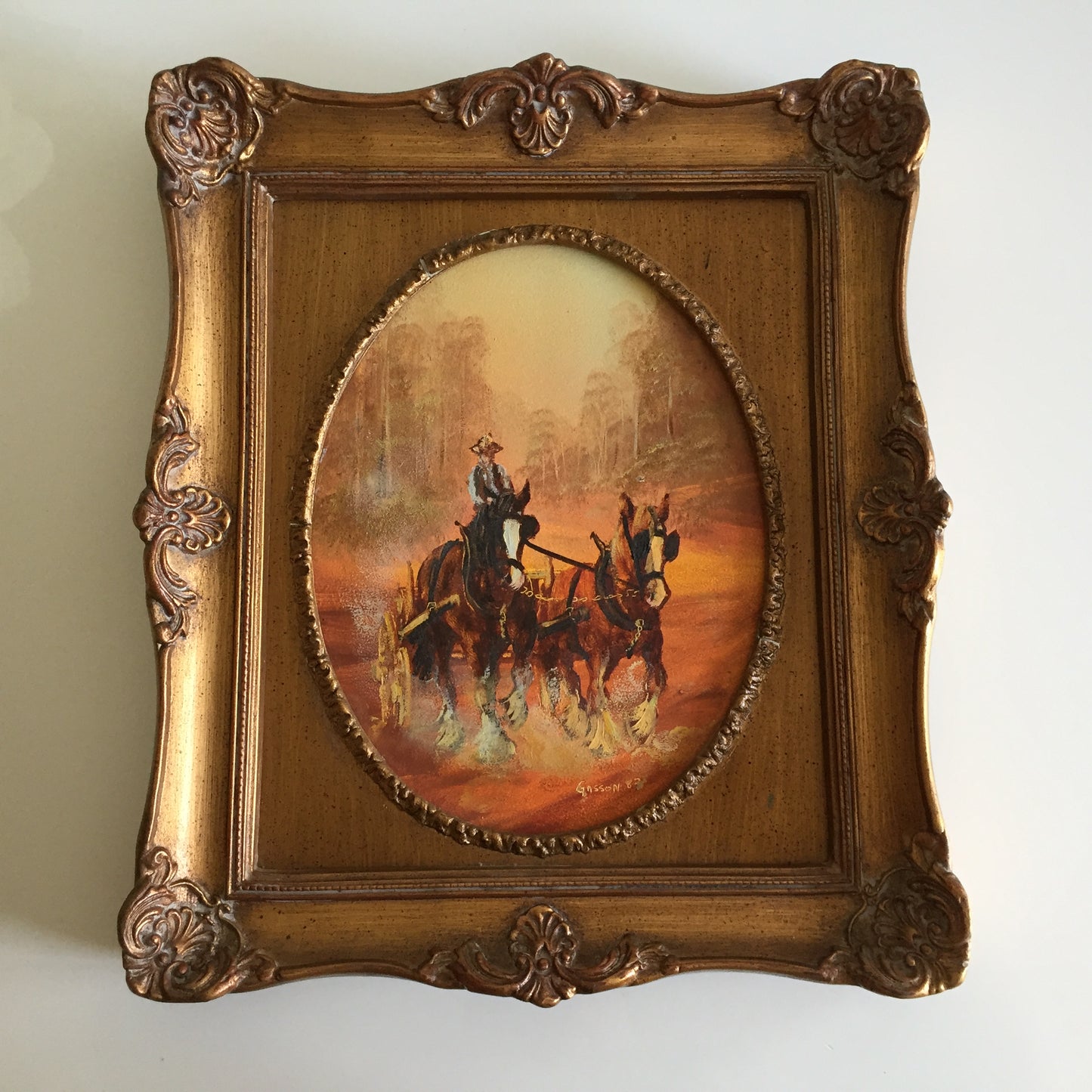 1980s Oil Painting | Peter Gasson: OF ONE MIND Original in Ornate Picture Frame
