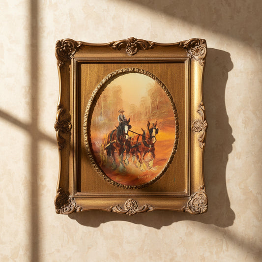1980s Oil Painting | Peter Gasson: OF ONE MIND Original in Ornate Picture Frame