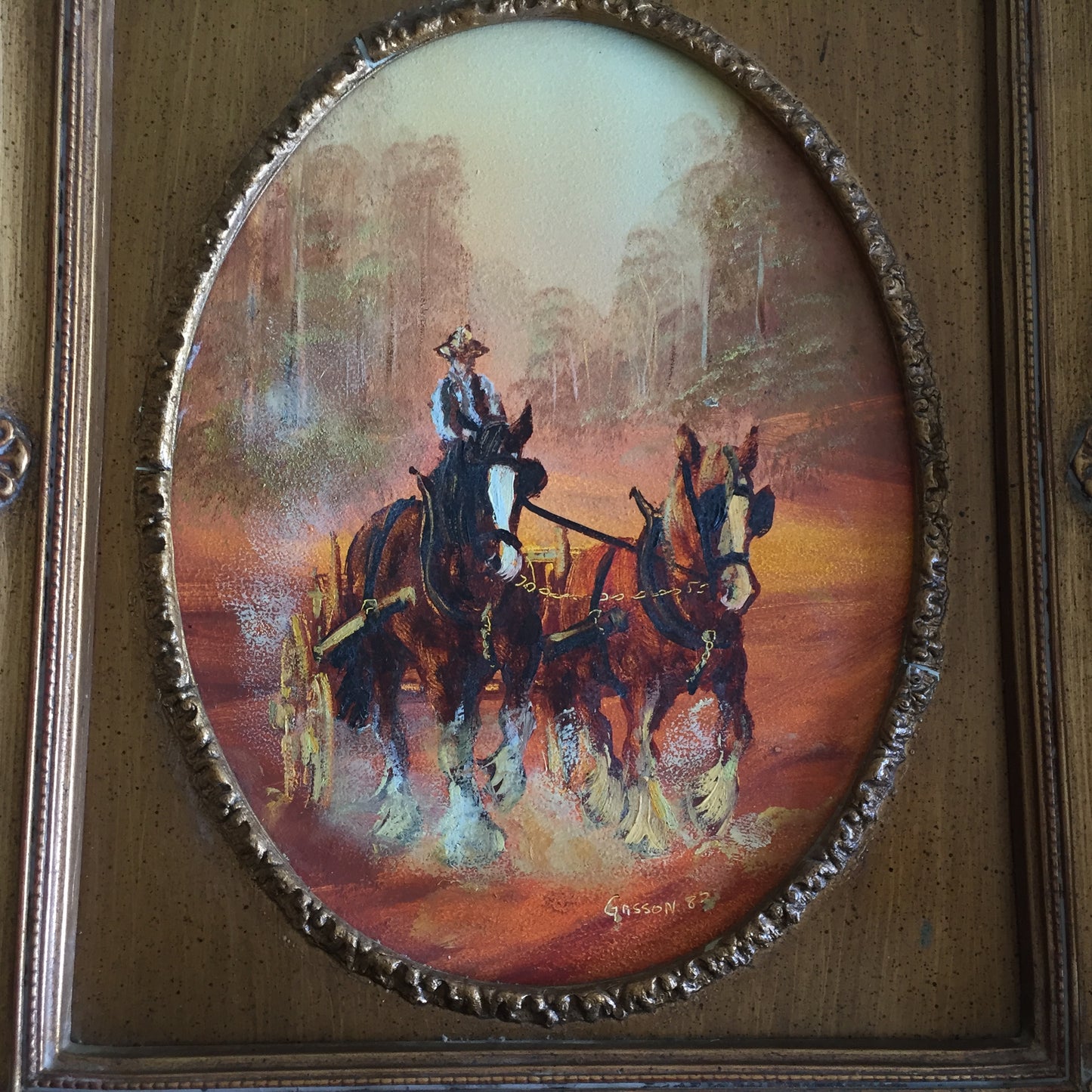1980s Oil Painting | Peter Gasson: OF ONE MIND Original in Ornate Picture Frame
