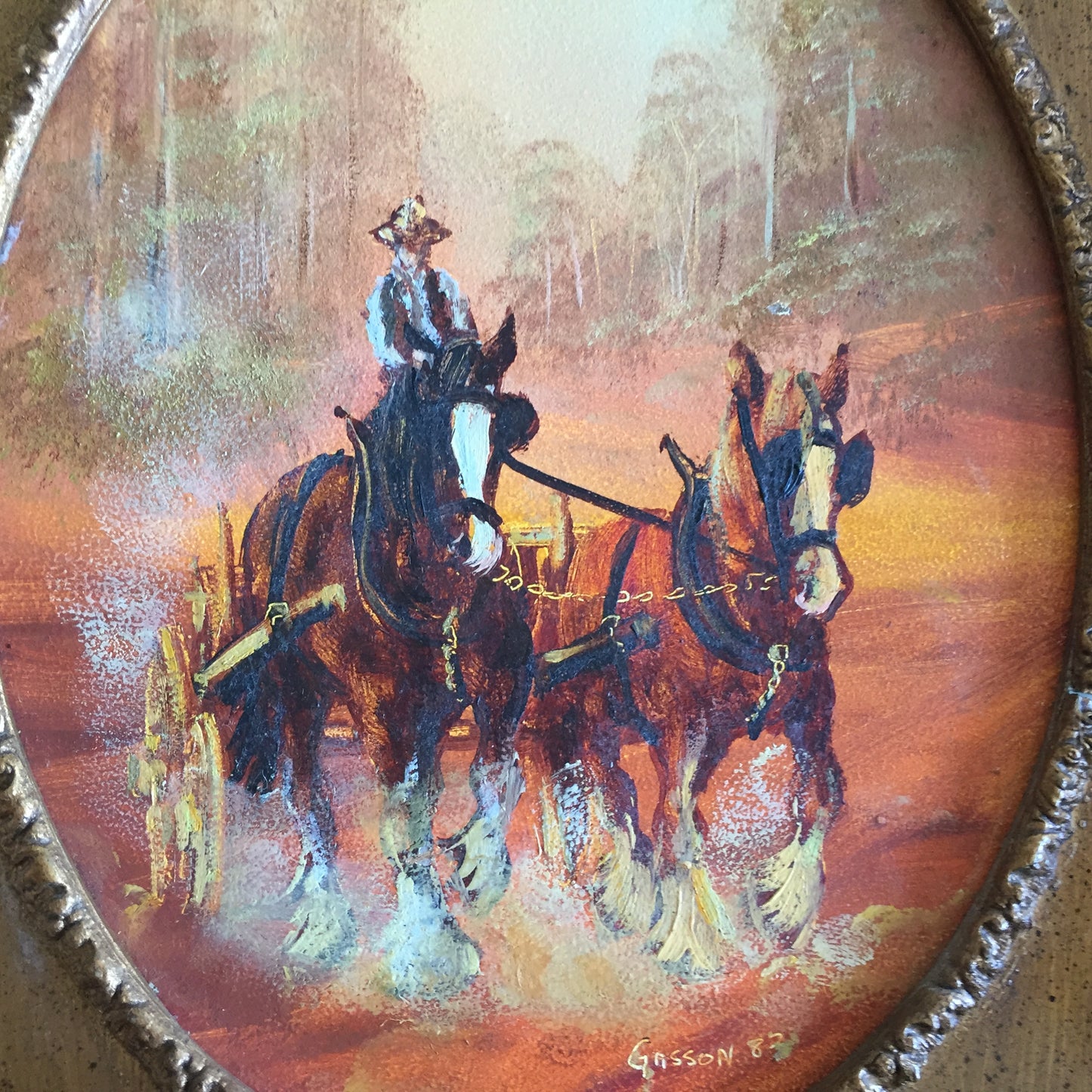 1980s Oil Painting | Peter Gasson: OF ONE MIND Original in Ornate Picture Frame