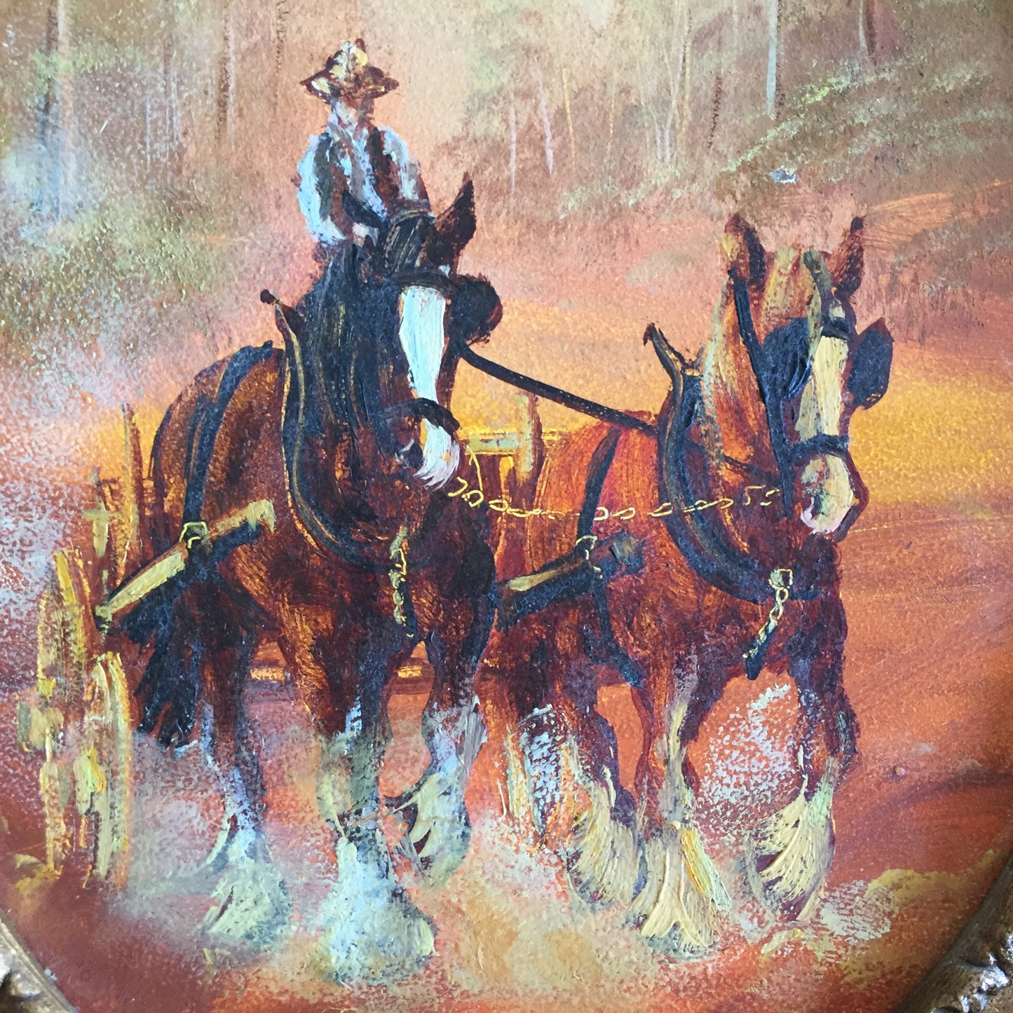 1980s Oil Painting | Peter Gasson: OF ONE MIND Original in Ornate Picture Frame