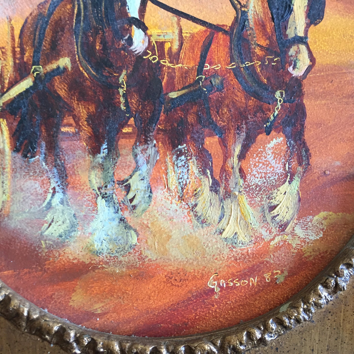 1980s Oil Painting | Peter Gasson: OF ONE MIND Original in Ornate Picture Frame