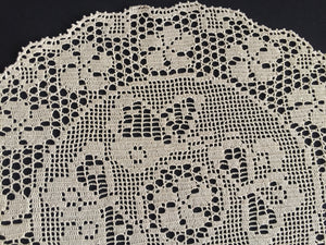 Mary Card "PERIWINKLE & BUTTERFLY" Filet Crochet Lace Doily - Design Published in Everylady's Journal (1928)