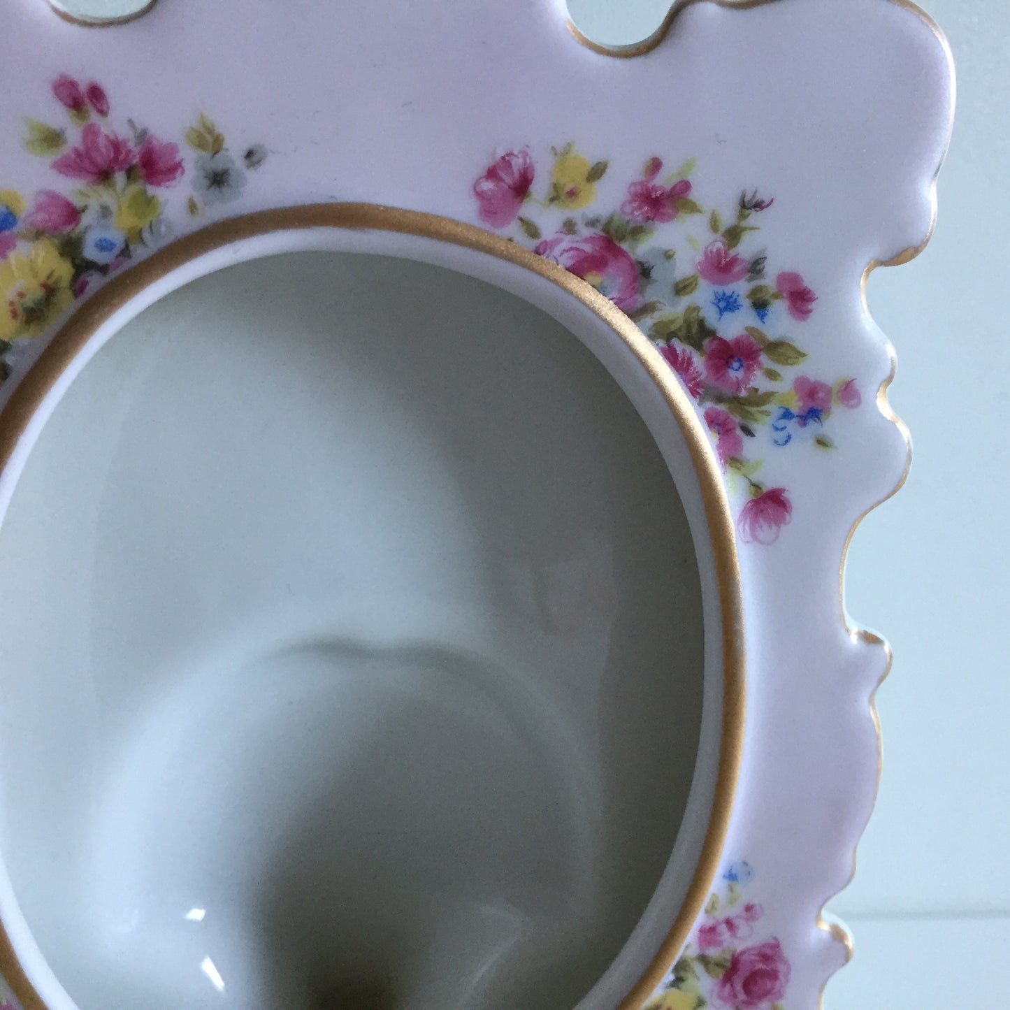 Mid-Century Vintage Pink Floral Ceramic Photo Frame