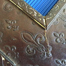 Load image into Gallery viewer, Antique French Photo Frame | Faux Leather Fleur de Lis Pattern