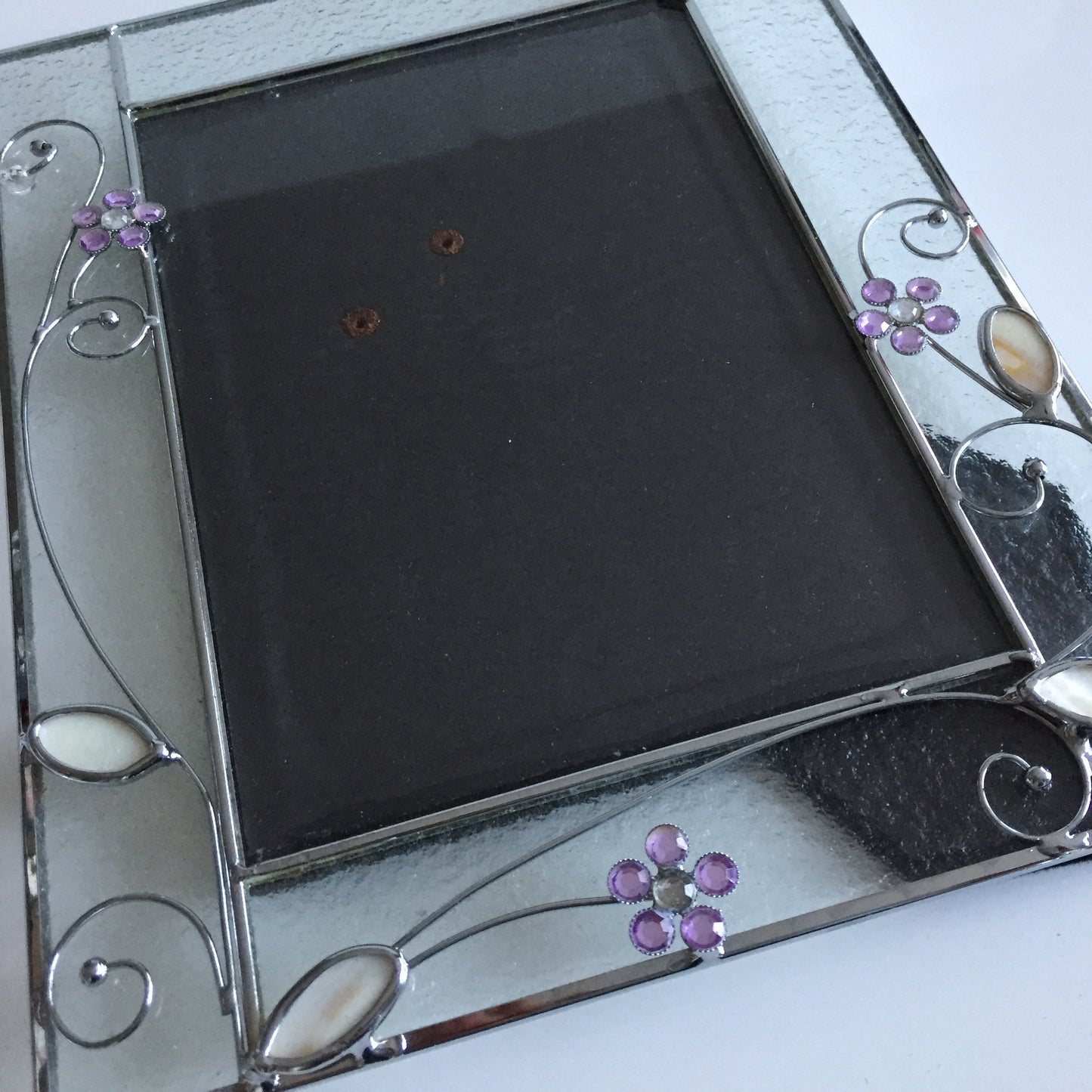 Floral Country Style Glass/Metal Photo Frame 1990s Vintage Gift for Her