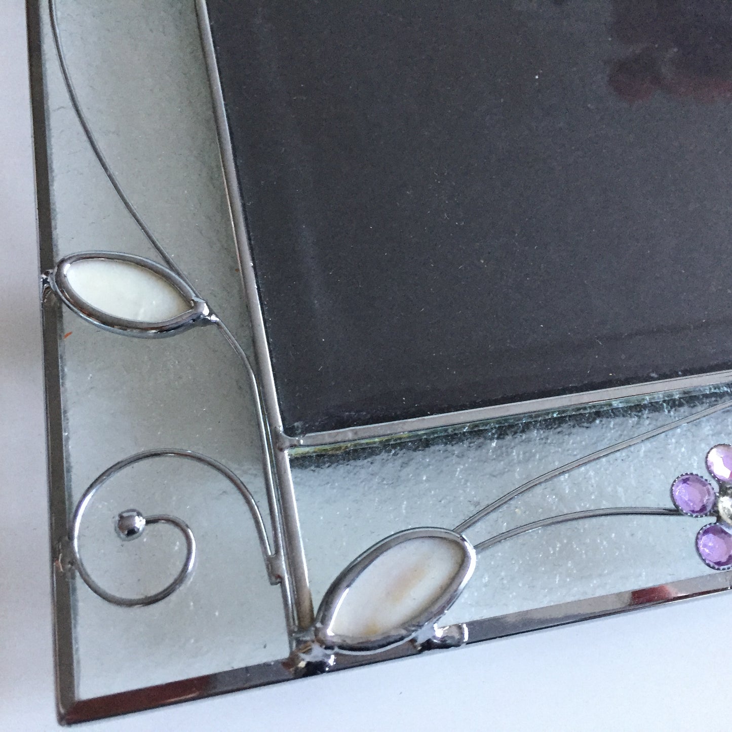 Floral Country Style Glass/Metal Photo Frame 1990s Vintage Gift for Her