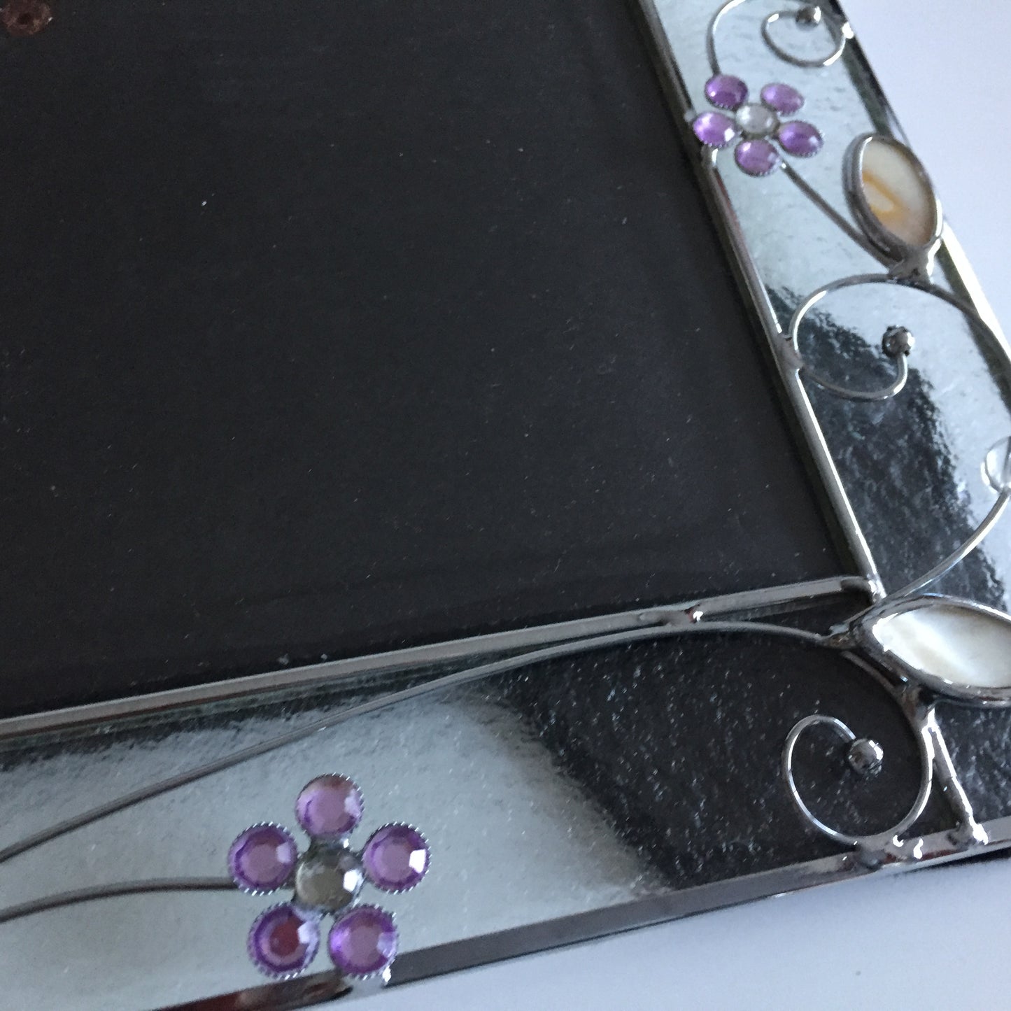Floral Country Style Glass/Metal Photo Frame 1990s Vintage Gift for Her