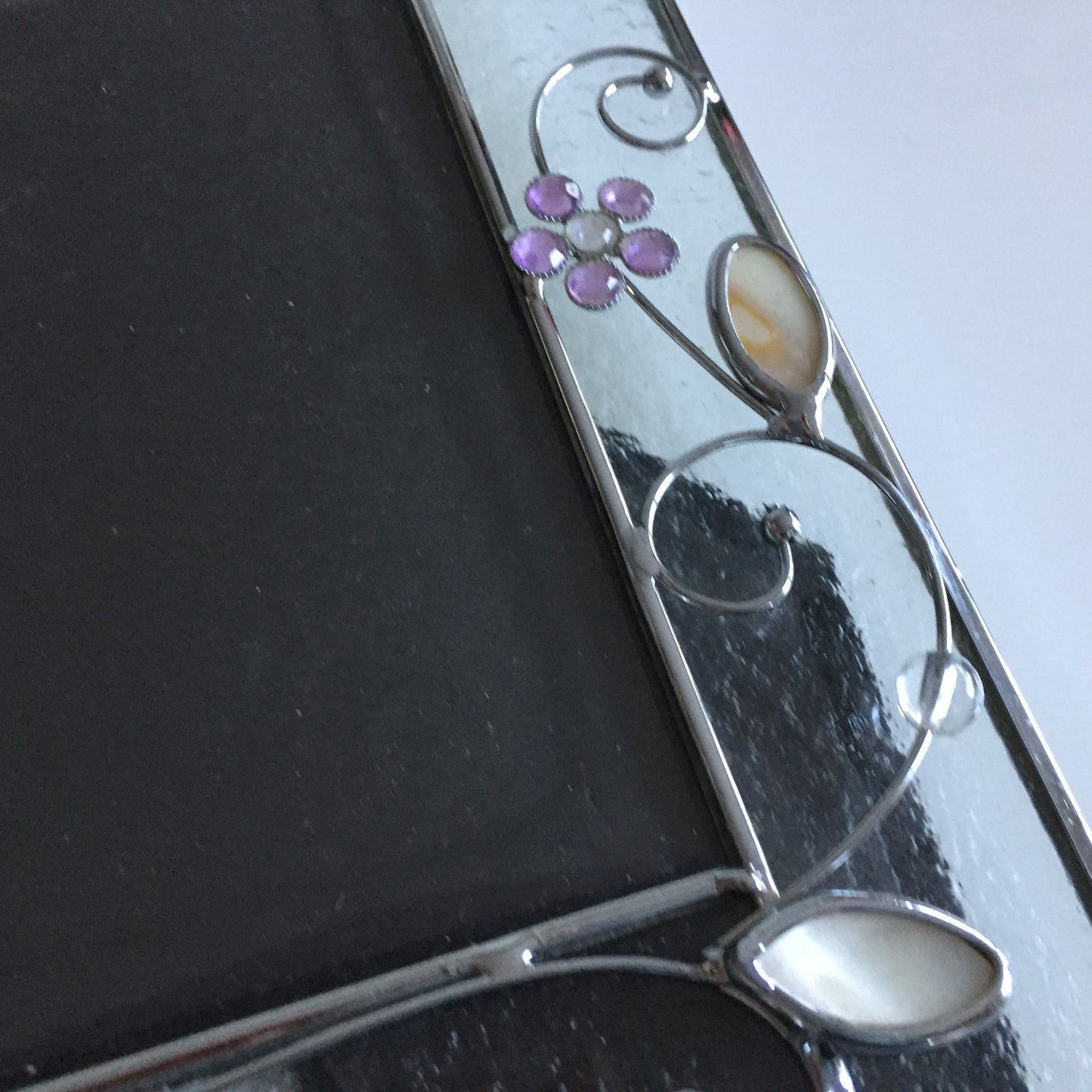 Floral Country Style Glass/Metal Photo Frame 1990s Vintage Gift for Her