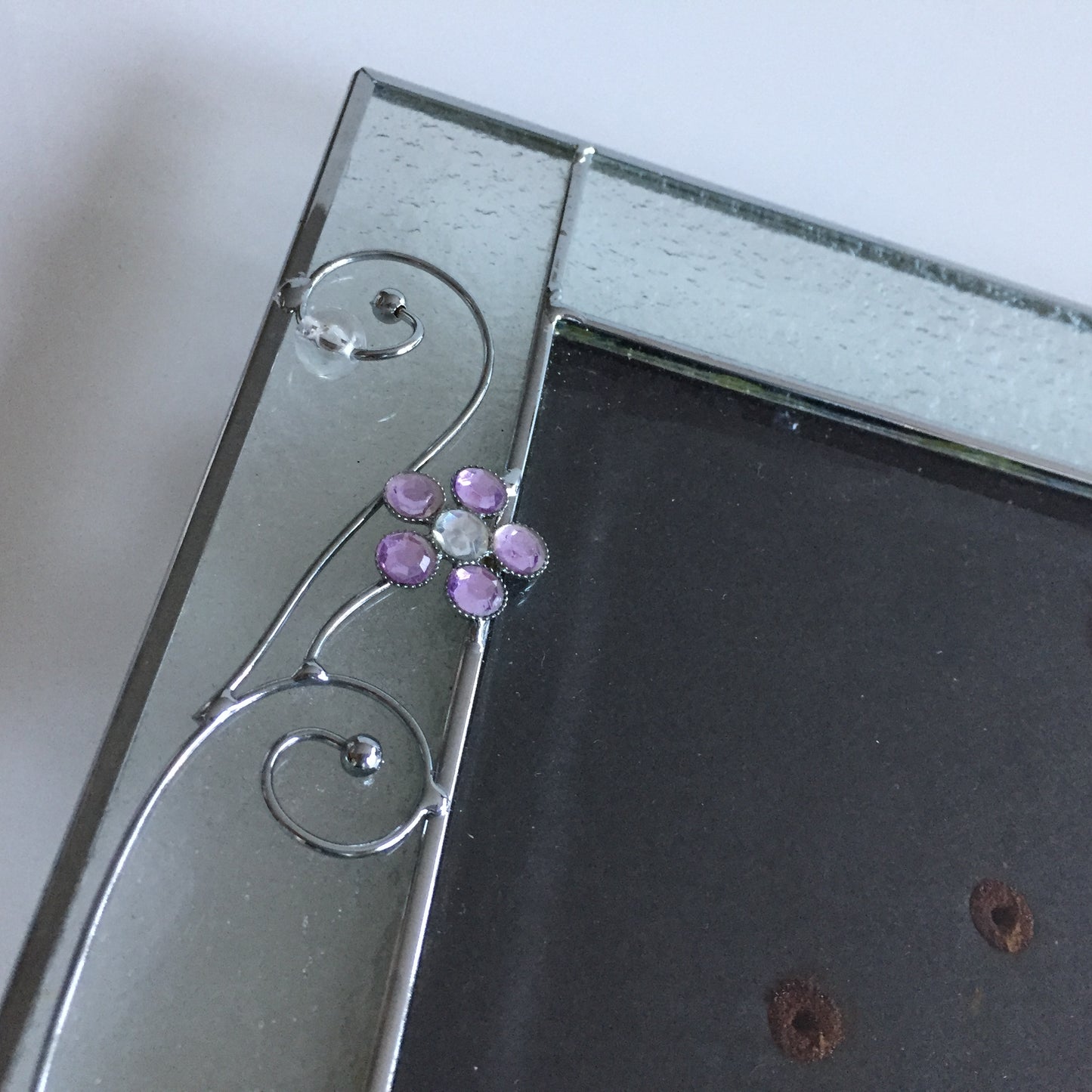 Floral Country Style Glass/Metal Photo Frame 1990s Vintage Gift for Her