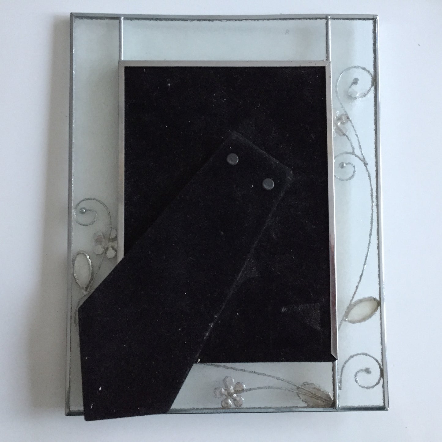 Floral Country Style Glass/Metal Photo Frame 1990s Vintage Gift for Her