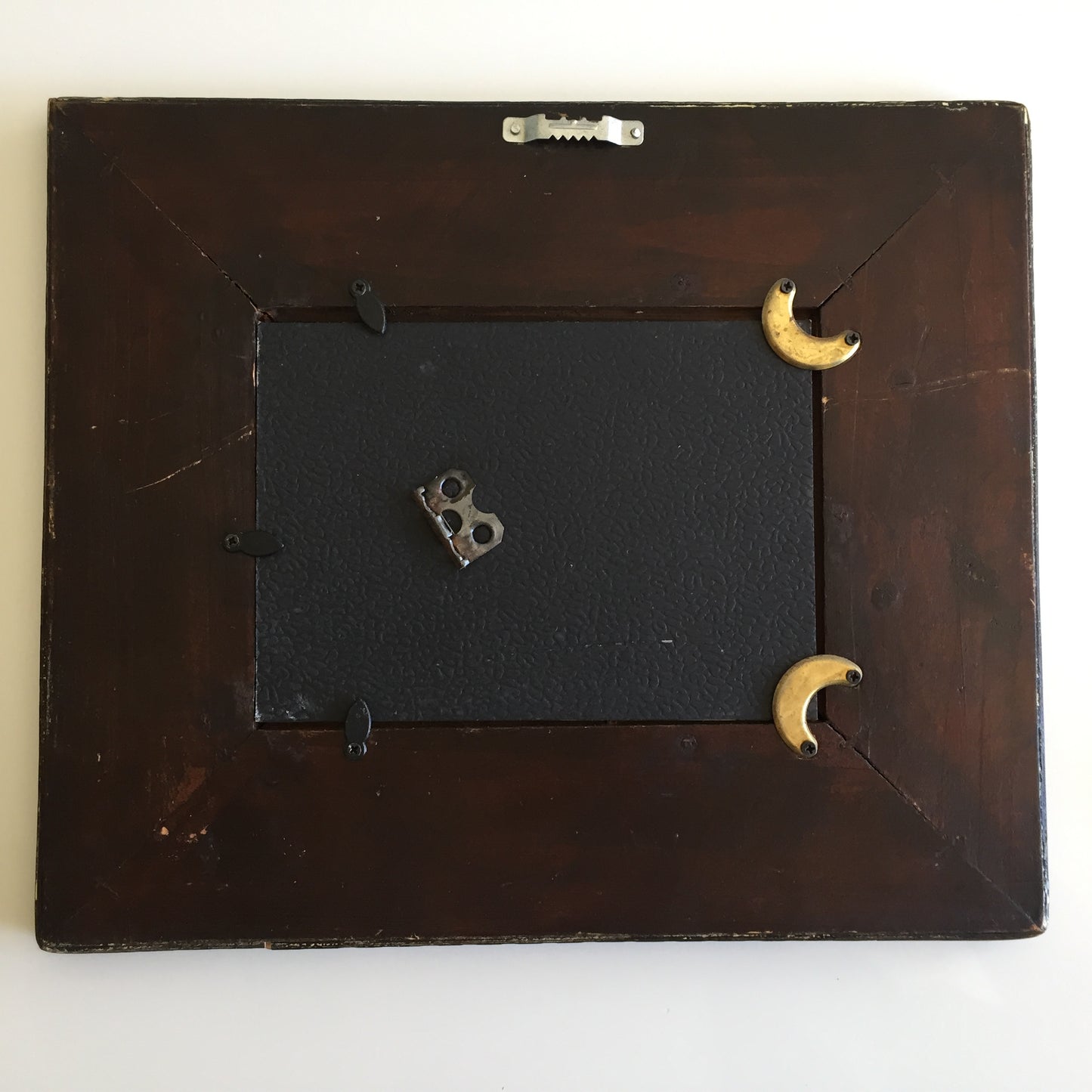 Antique French Photo Frame | Faux Leather Fleur de Lis Pattern