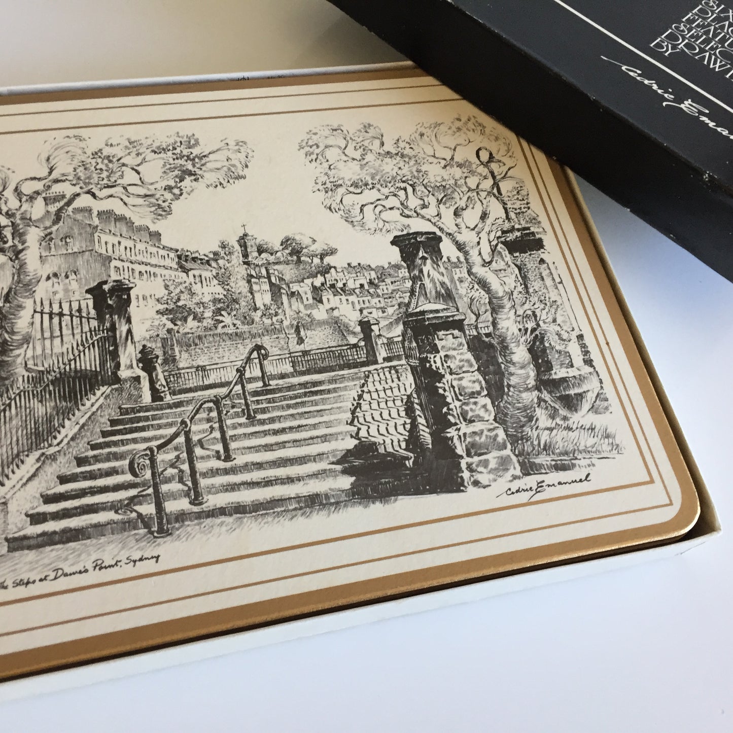 Pimpernel Placemats Set of 6 Featuring Drawings by Cedric Emanuel in Original Box