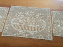 Load image into Gallery viewer, Mary Card &quot;POINSETTIA&quot; Design Chair Cover or Duchess Set (1936) Collectible Handmade Art Deco Filet Crochet Lace