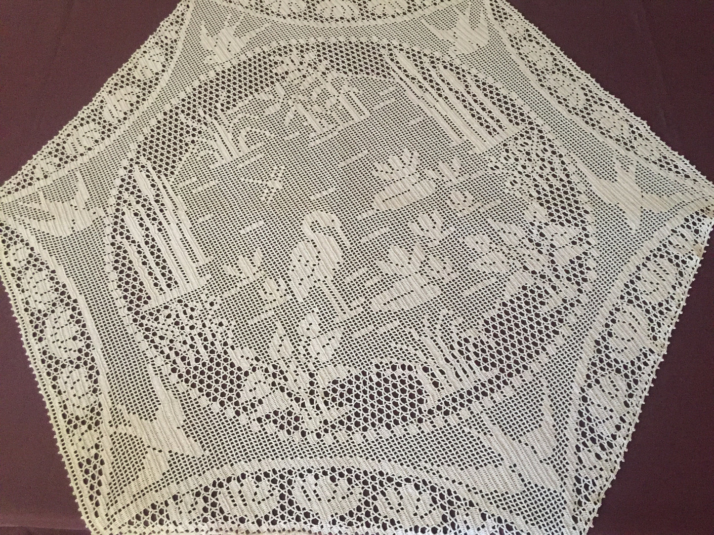 Mary Card Designed "Pond Lily" (1930s) Filet Crochet Lace Large Handmade Table Centrepiece Chart 80