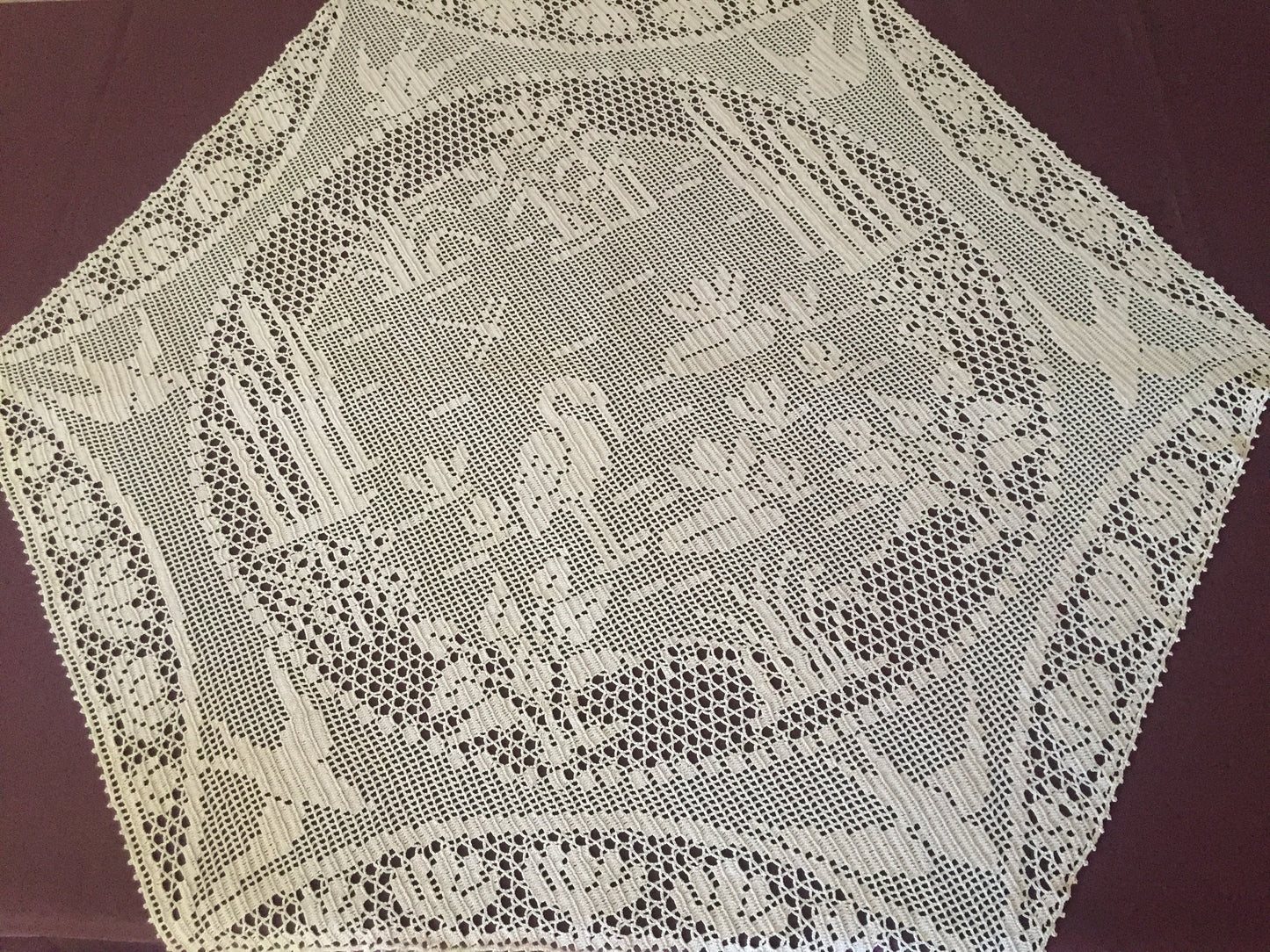 Mary Card Designed "Pond Lily" (1930s) Filet Crochet Lace Large Handmade Table Centrepiece Chart 80
