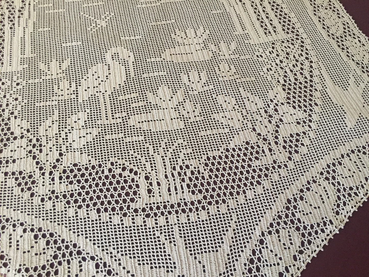 Mary Card Designed "Pond Lily" (1930s) Filet Crochet Lace Large Handmade Table Centrepiece Chart 80