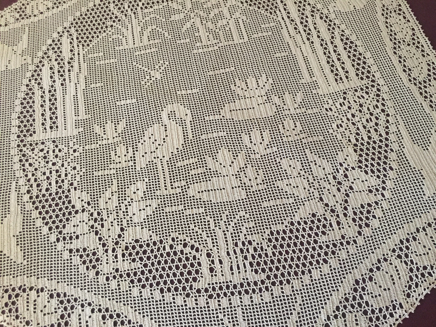 Mary Card Designed "Pond Lily" (1930s) Filet Crochet Lace Large Handmade Table Centrepiece Chart 80