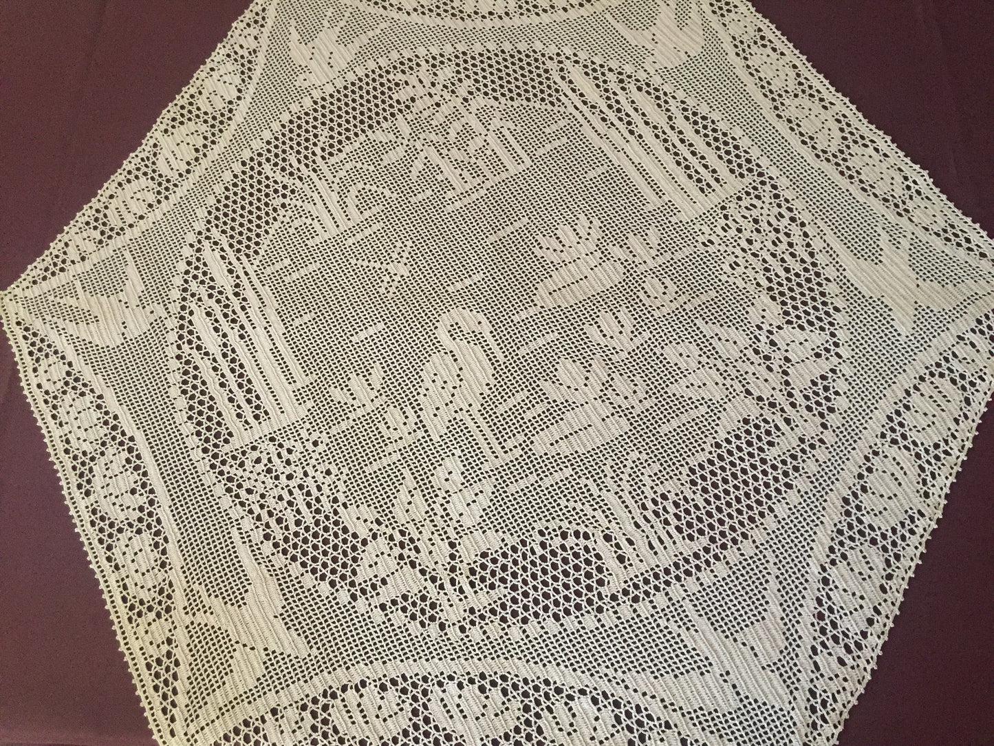 Mary Card Designed "Pond Lily" (1930s) Filet Crochet Lace Large Handmade Table Centrepiece Chart 80