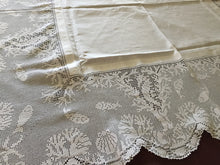 Load image into Gallery viewer, Mary Card &quot;SEASIDE (AQUARIUM) CLOTH&quot; Crochet Lace and Linen Vintage Tablecloth English Chart No 59