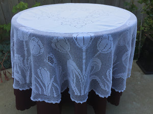 Mary Card "SPRING SONG" Crochet Lace and Linen Collectible Vintage Tablecloth Weldon's Practical Needlework (cca 1930s)