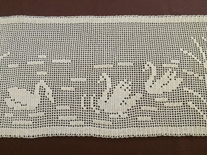 Mary Card Designed "Swan and Iris" English Chart No 66. Collectible Vintage Filet Crochet Long Lace Panel or Table Runner