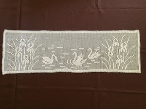 Mary Card Designed "Swan and Iris" English Chart No 66. Collectible Vintage Filet Crochet Long Lace Panel or Table Runner