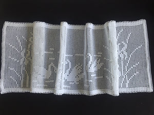 Mary Card Designed "Swan and Iris" English Chart No 66. Collectible Vintage Filet Crochet Long Lace Panel or Table Runner