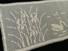 Load image into Gallery viewer, Mary Card Designed "Swan and Iris" English Chart No 66. Collectible Vintage Filet Crochet Long Lace Panel or Table Runner