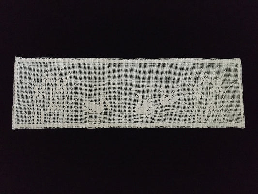 Mary Card Designed "Swan and Iris" English Chart No 66. Collectible Vintage Filet Crochet Long Lace Panel or Table Runner