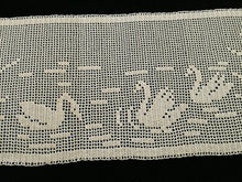 Load image into Gallery viewer, Mary Card Designed "Swan and Iris" English Chart No 66. Collectible Vintage Filet Crochet Long Lace Panel or Table Runner